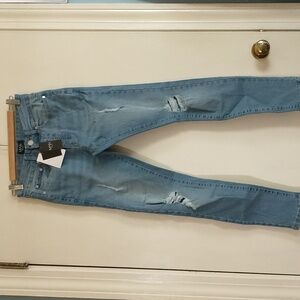 Men's boohooman skinny stretch exploded knee ripped jeans  light blue 28R